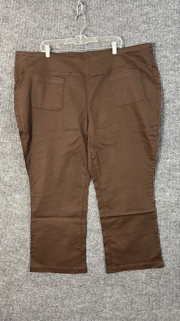 Belle Kim Gravel Jeans Womens Plus 28WP Brown Twill Baby Boot Cut High Rise